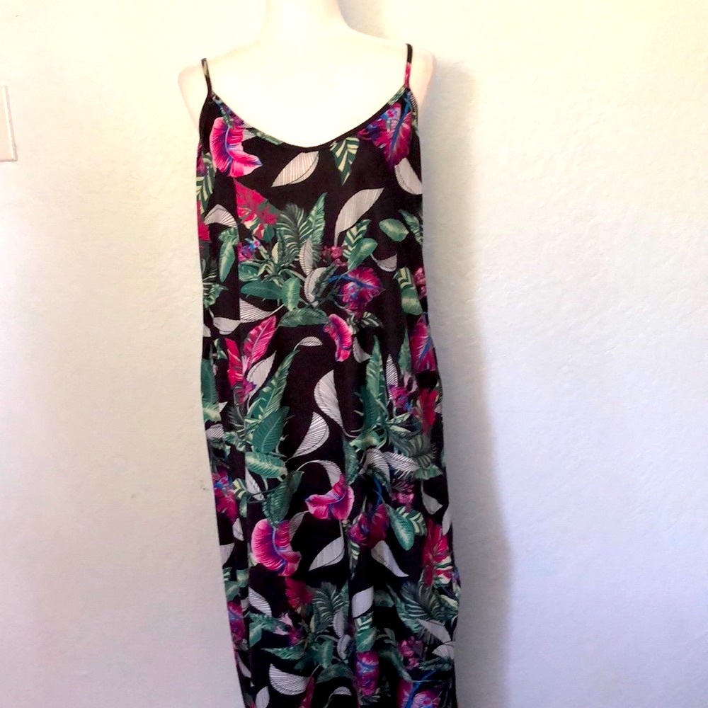 Husk Ary multicolor floral Printed sleeveless seam side Split Maxi Dress